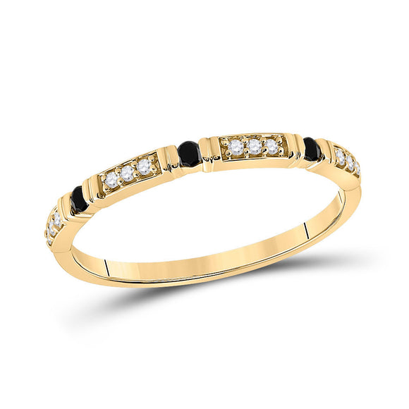 10kt Yellow Gold Womens Round Black Color Enhanced Diamond Band Ring 1/10 Cttw