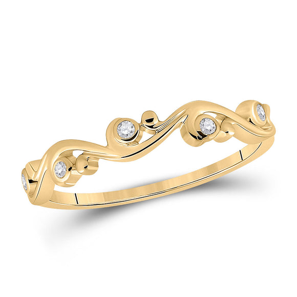 10kt Yellow Gold Womens Round Diamond Band Ring 1/20 Cttw