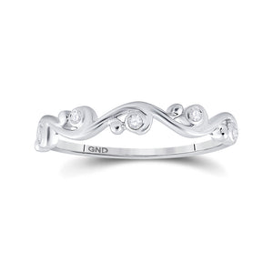 10kt White Gold Womens Round Diamond Band Ring 1/20 Cttw
