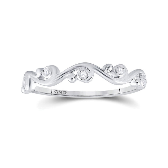 10kt White Gold Womens Round Diamond Band Ring 1/20 Cttw