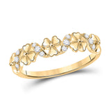10kt Yellow Gold Womens Round Diamond Flower Band Ring 1/8 Cttw
