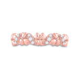 10kt Rose Gold Womens Round Diamond Flower Band Ring 1/8 Cttw