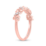 10kt Rose Gold Womens Round Diamond Flower Band Ring 1/8 Cttw