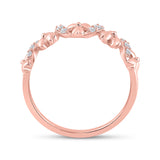 10kt Rose Gold Womens Round Diamond Flower Band Ring 1/8 Cttw