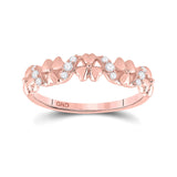 10kt Rose Gold Womens Round Diamond Flower Band Ring 1/8 Cttw