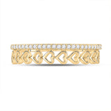 10kt Yellow Gold Womens Round Diamond Heart Band Ring 1/6 Cttw