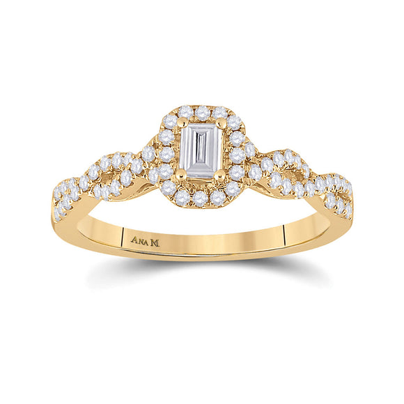 14kt Yellow Gold Emerald Diamond Halo Bridal Wedding Engagement Ring 5/8 Cttw