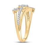 10kt Yellow Gold Womens Round Diamond Flower Star Band Ring 1/3 Cttw