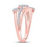 10kt Rose Gold Womens Round Diamond Flower Star Band Ring 1/3 Cttw