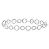 14kt White Gold Womens Round Diamond Circle Link Bracelet 2 Cttw