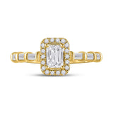 14kt Yellow Gold Emerald Diamond Solitaire Bridal Wedding Engagement Ring 7/8 Cttw