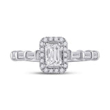 14kt White Gold Emerald Diamond Solitaire Bridal Wedding Engagement Ring 7/8 Cttw