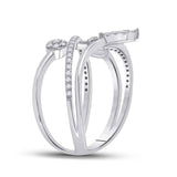 14kt White Gold Womens Round Diamond Abstract Fashion Ring 1/2 Cttw