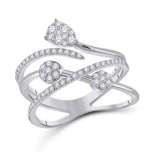 14kt White Gold Womens Round Diamond Abstract Fashion Ring 1/2 Cttw