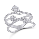 14kt White Gold Womens Round Diamond Abstract Fashion Ring 1/2 Cttw