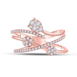 14kt Rose Gold Womens Round Diamond Abstract Fashion Ring 1/2 Cttw