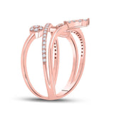 14kt Rose Gold Womens Round Diamond Abstract Fashion Ring 1/2 Cttw