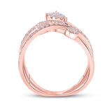 14kt Rose Gold Womens Round Diamond Abstract Fashion Ring 1/2 Cttw