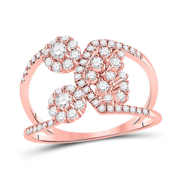 14kt Rose Gold Womens Round Diamond Modern Negative Space Band Ring 3/4 Cttw