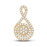 14kt Yellow Gold Womens Round Diamond Cluster Pendant 1/4 Cttw