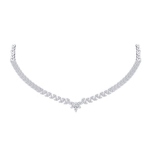 14kt White Gold Womens Round Diamond Luxury Fashion Necklace 3 Cttw