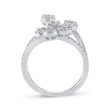 14kt White Gold Womens Baguette Diamond Floating Cluster Ring 1 Cttw