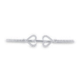 14kt White Gold Womens Round Diamond Bisected Heart Bangle Bracelet 1/5 Cttw