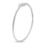 14kt White Gold Womens Round Diamond Bisected Heart Bangle Bracelet 1/5 Cttw