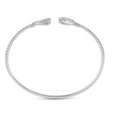 14kt White Gold Womens Round Diamond Bisected Heart Bangle Bracelet 1/5 Cttw