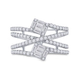 14kt White Gold Womens Baguette Diamond Spiral Fashion Ring 1 Cttw