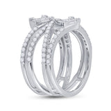 14kt White Gold Womens Baguette Diamond Spiral Fashion Ring 1 Cttw