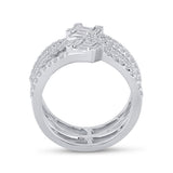 14kt White Gold Womens Baguette Diamond Spiral Fashion Ring 1 Cttw