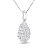 14kt White Gold Womens Round Diamond Teardrop Pendant 5/8 Cttw