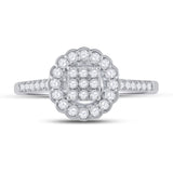 14kt White Gold Womens Round Diamond Circle Cluster Ring 3/8 Cttw