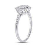 14kt White Gold Womens Round Diamond Circle Cluster Ring 3/8 Cttw