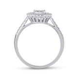 14kt White Gold Womens Round Diamond Circle Cluster Ring 3/8 Cttw
