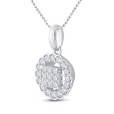 14kt White Gold Womens Round Diamond Circle Pendant 1/4 Cttw