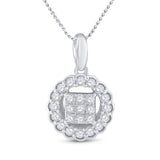 14kt White Gold Womens Round Diamond Circle Pendant 1/4 Cttw
