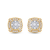 14kt Yellow Gold Womens Round Diamond Square Cluster Earrings 3/4 Cttw