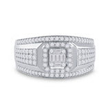 14kt White Gold Womens Baguette Diamond Square Cluster Ring 1 Cttw