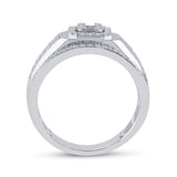14kt White Gold Womens Baguette Diamond Square Cluster Ring 1 Cttw