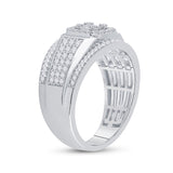 14kt White Gold Womens Baguette Diamond Square Cluster Ring 1 Cttw