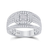 14kt White Gold Womens Baguette Diamond Square Cluster Ring 1 Cttw
