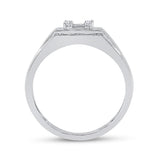 14kt White Gold Mens Baguette Diamond Square Ring 3/4 Cttw