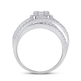14kt White Gold Womens Baguette Diamond Fashion Ring 1 Cttw