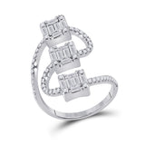 14kt White Gold Womens Baguette Diamond Band Ring 1 Cttw