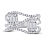 14kt White Gold Womens Baguette Diamond Fashion Ring 1 Cttw