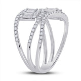 14kt White Gold Womens Baguette Diamond Fashion Ring 1 Cttw