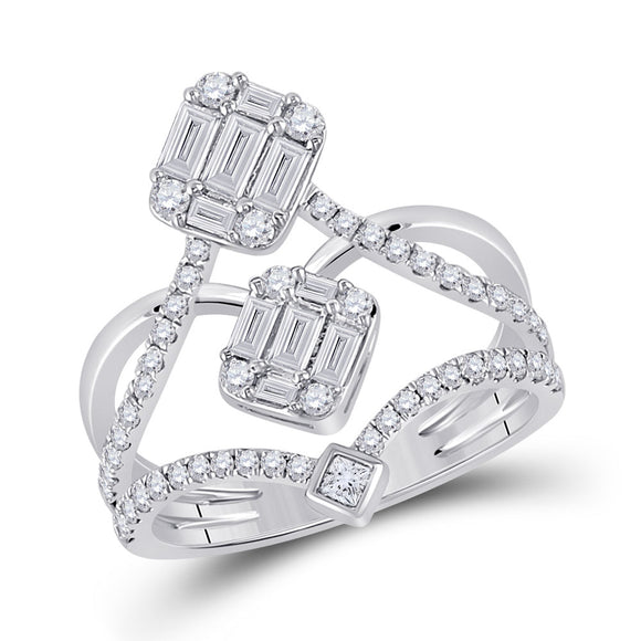 14kt White Gold Womens Round Diamond Fashion Ring 1 Cttw