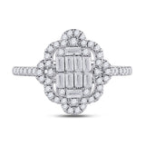 14kt White Gold Womens Baguette Diamond Fashion Ring 3/4 Cttw